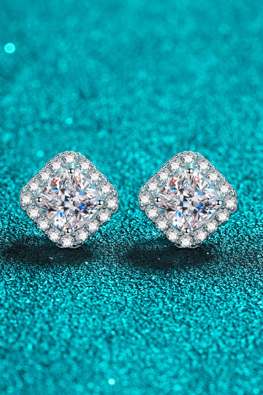 Aretes cuadrados de moissanita de 2 quilates con incrustaciones de plata de ley 925
