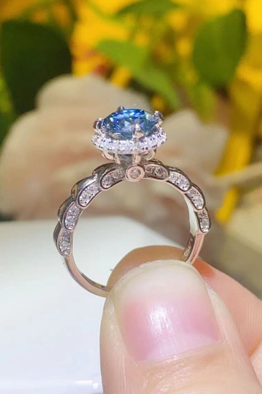 Anillo de racimo de moissanita de 1 quilate de plata esterlina 925