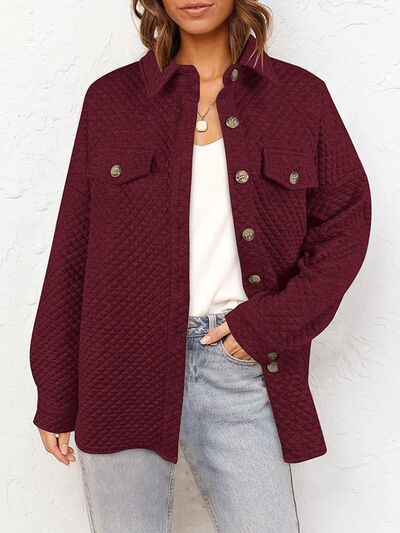 Button Up Dropped Shoulder Jacket