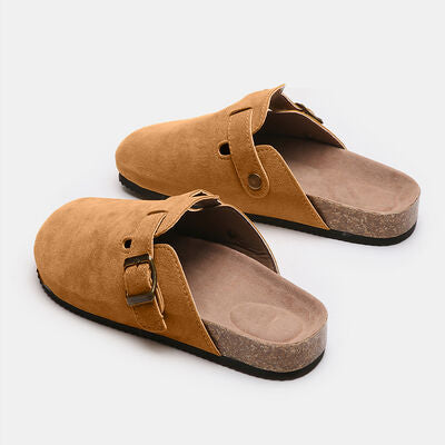 Suede Closed Toe Buckle Slide