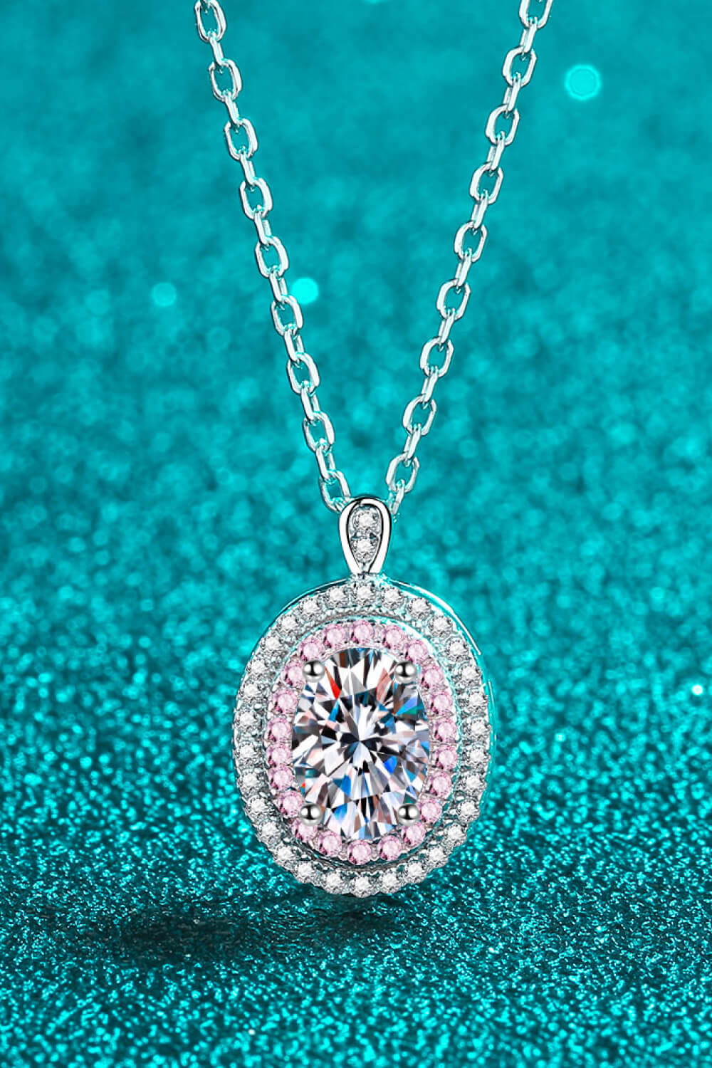 Collar con colgante de moissanita de 1 quilate de plata de ley 925 chapada en rodio