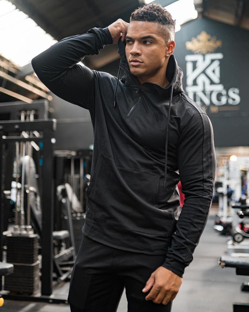 Europa y América Músculo Ocio Deportes Ropa de fitness Traje de hermano para hombre Otoño e invierno Pantalones de chándal con capucha Conjunto de algodón de dos piezas 