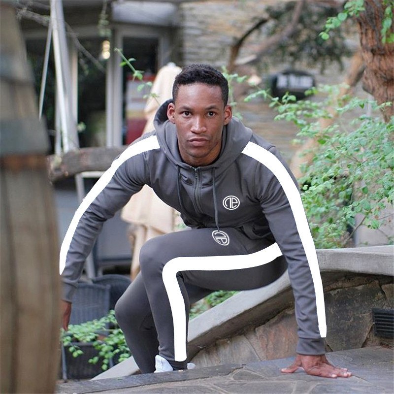 Chándal deportivo para hombre, conjunto de ropa deportiva para correr, gimnasio, para correr, culturismo, trajes deportivos para hombre, Sudadera con capucha y pantalones, traje para hombre 
