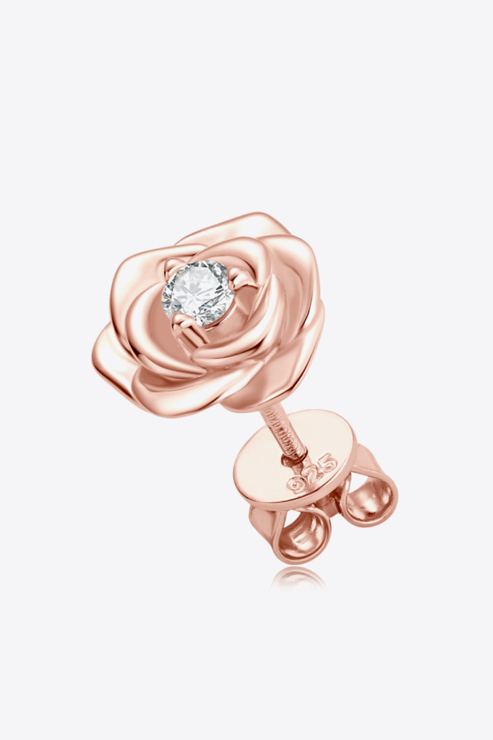 Pendientes de plata de ley 925 con flor de moissanita