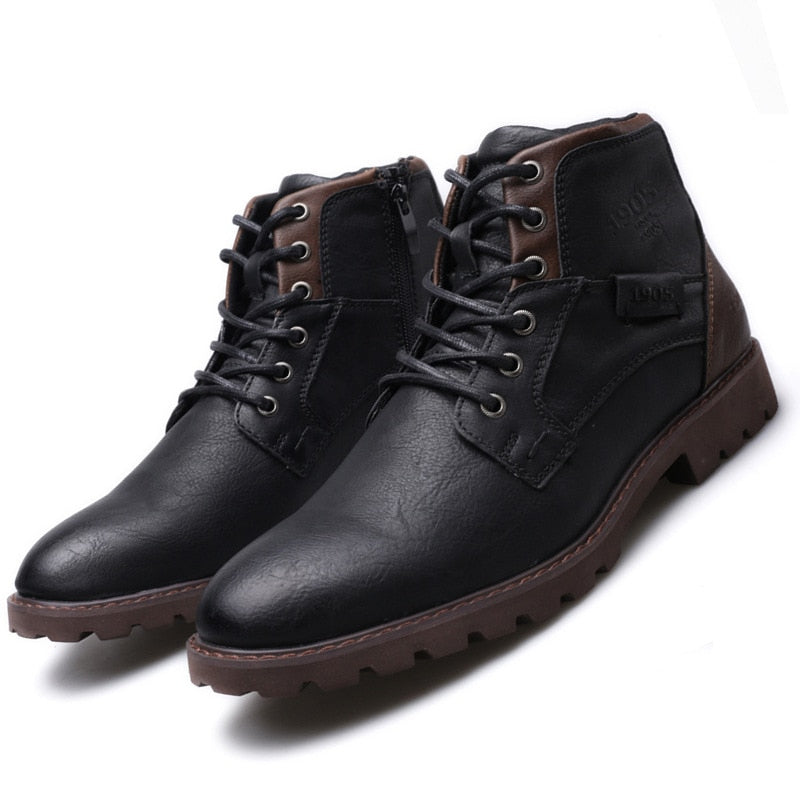 Zapatos de hombre, botas de Otoño Invierno, botines de estilo Retro, botas informales con cordones, Zapatos altos para hombres, botas resistentes al desgaste