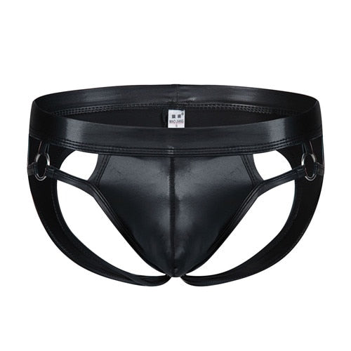 Mens PU Leather Sexy Jockstrap  Underwear