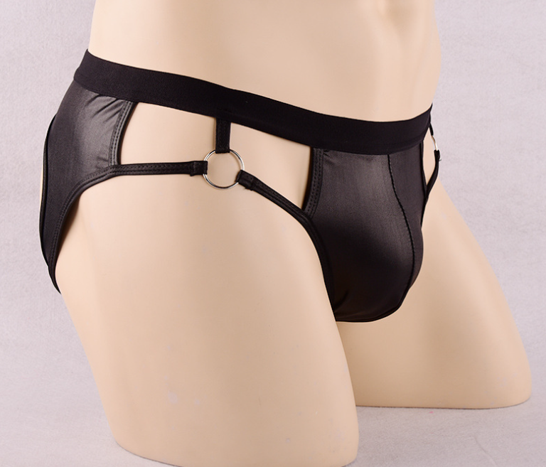 Mens PU Leather Sexy Jockstrap  Underwear