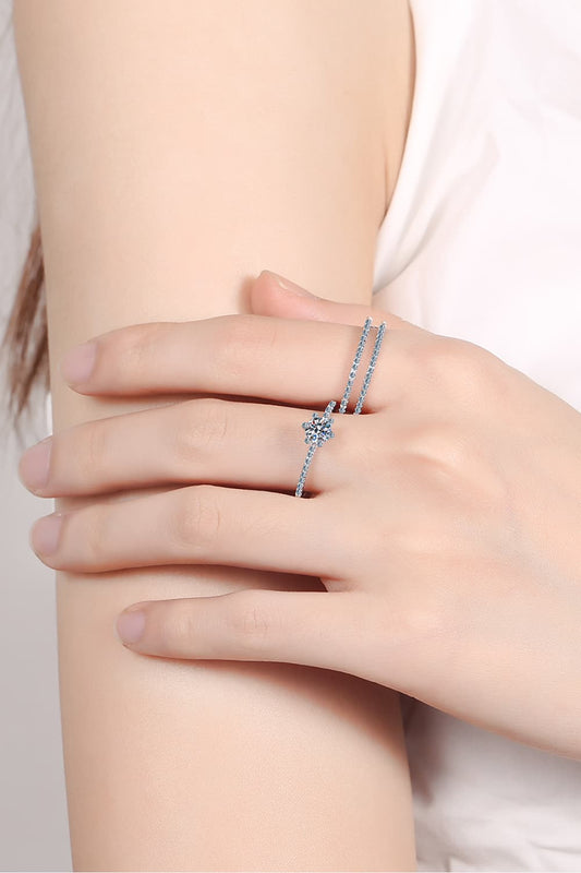 Juego de anillos de plata esterlina 925 Moissanite