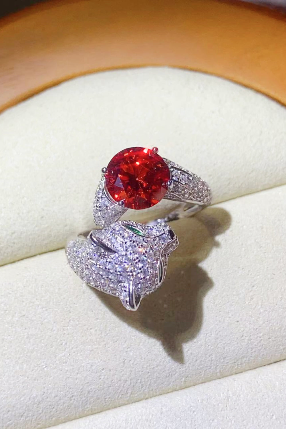 Anillo de animal ajustable de moissanita de 2 quilates