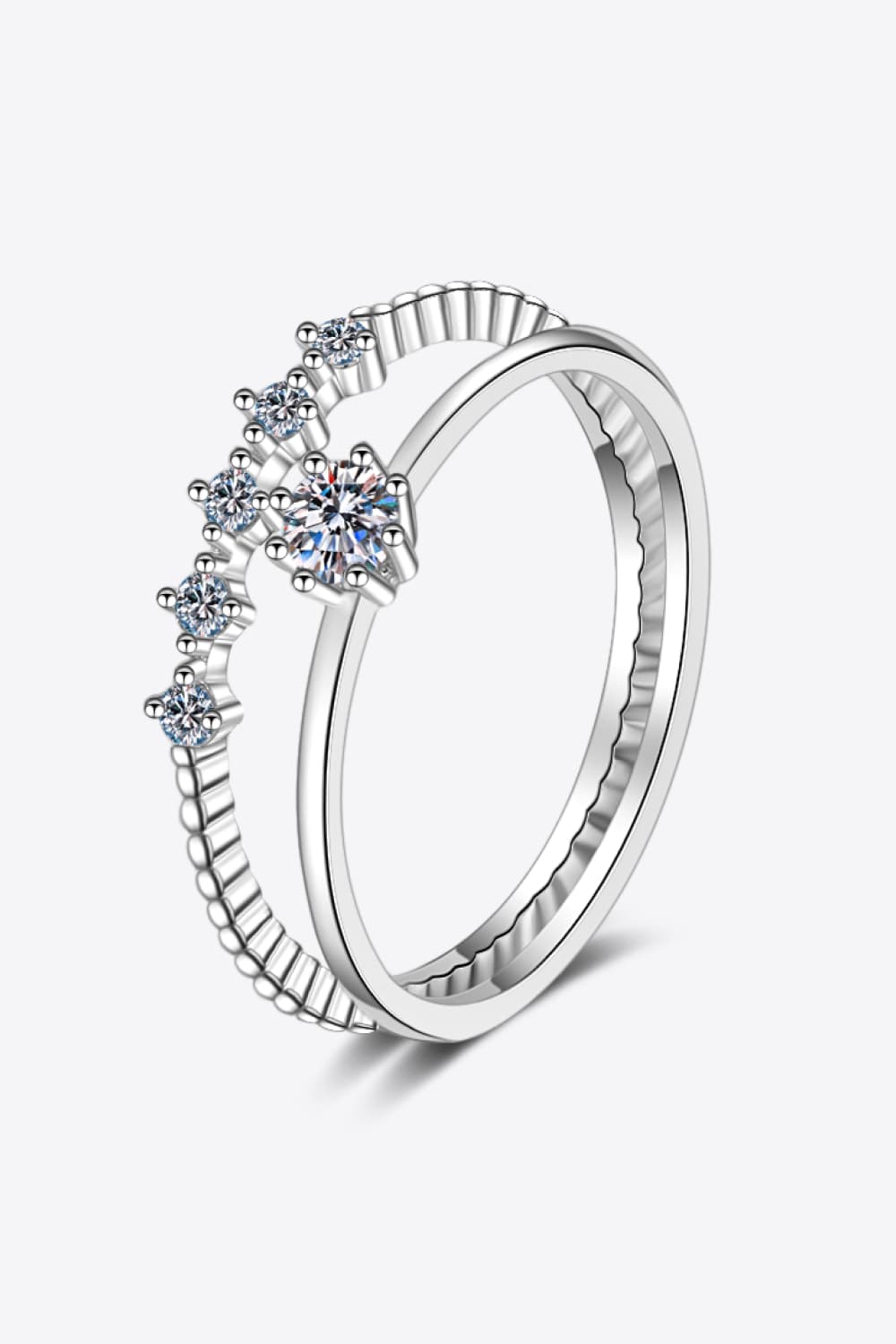 Juego de anillos de dos piezas de plata esterlina 925 moissanite