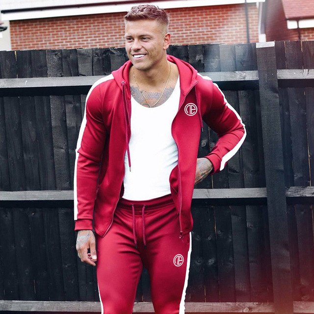 Chándal deportivo para hombre, conjunto de ropa deportiva para correr, gimnasio, para correr, culturismo, trajes deportivos para hombre, Sudadera con capucha y pantalones, traje para hombre 