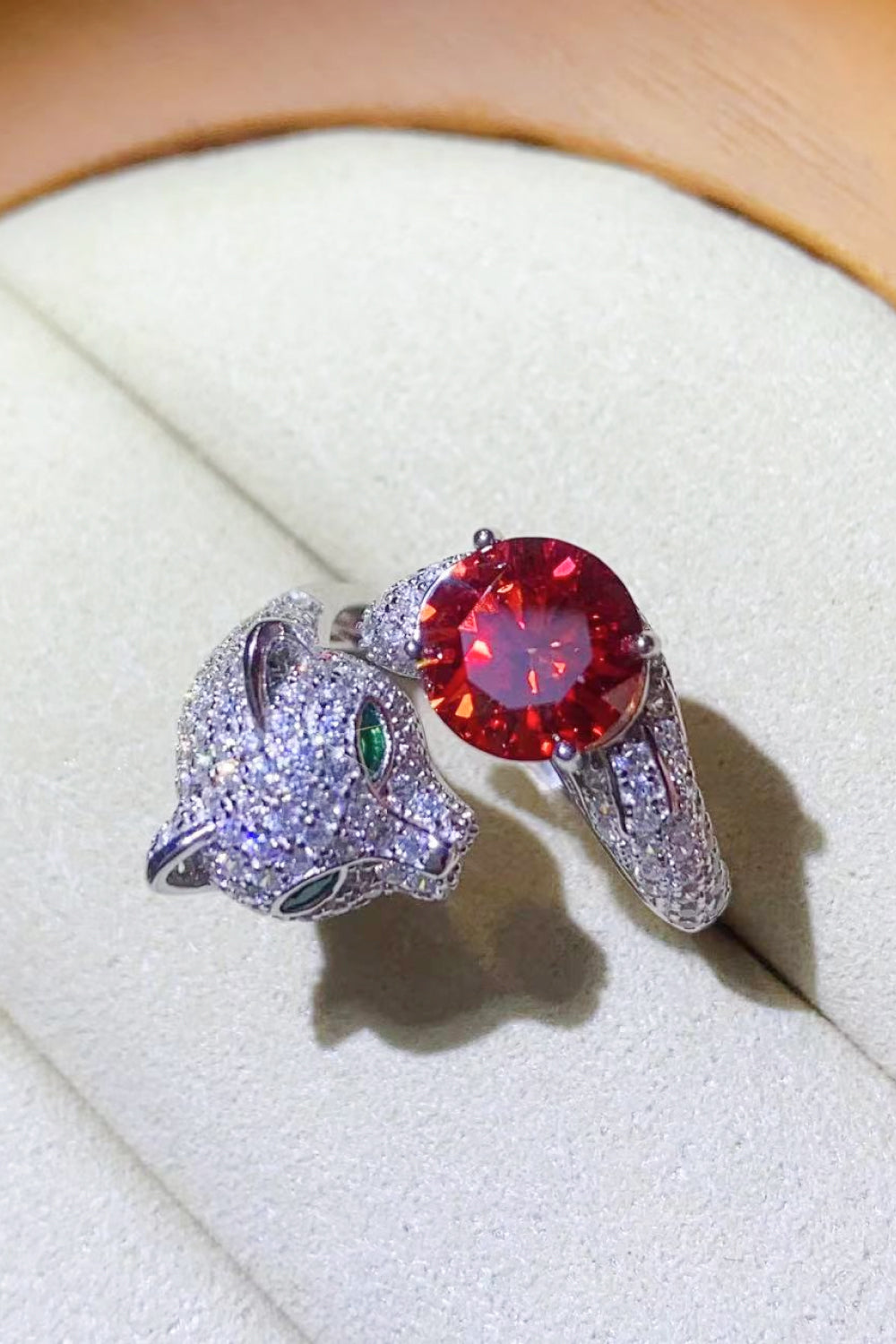 Anillo de animal ajustable de moissanita de 2 quilates
