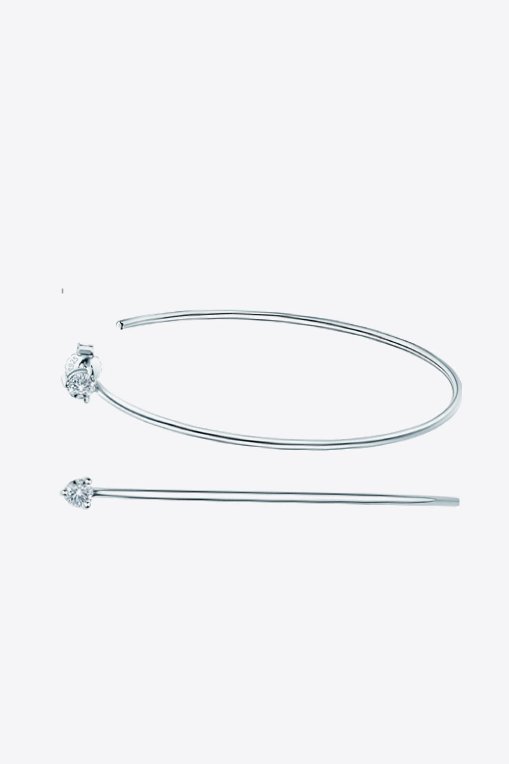 Pendientes de aro de moissanita de plata de ley 925
