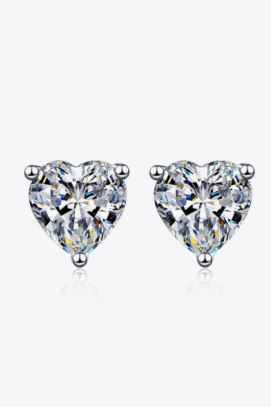 Aretes en forma de corazón de moissanita de 2 quilates