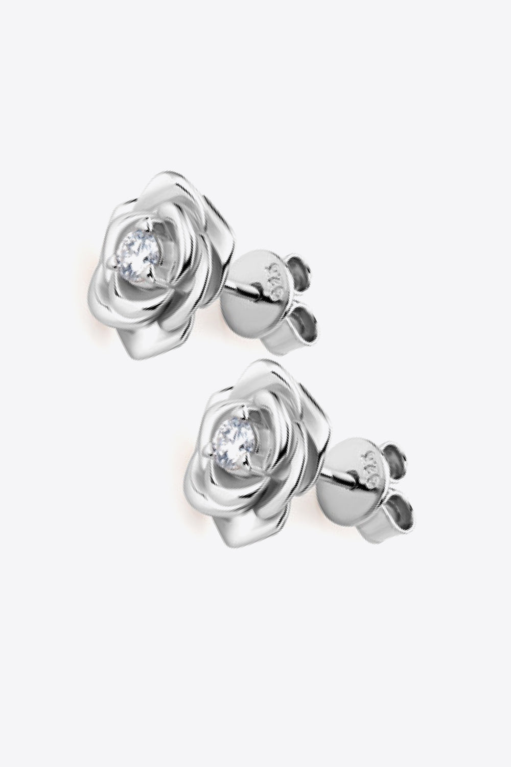 Pendientes de plata de ley 925 con flor de moissanita