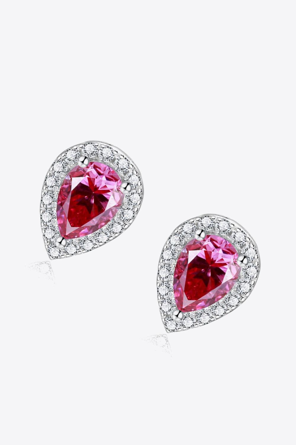 Aretes en forma de lágrima de moissanita de 2 quilates en rosa