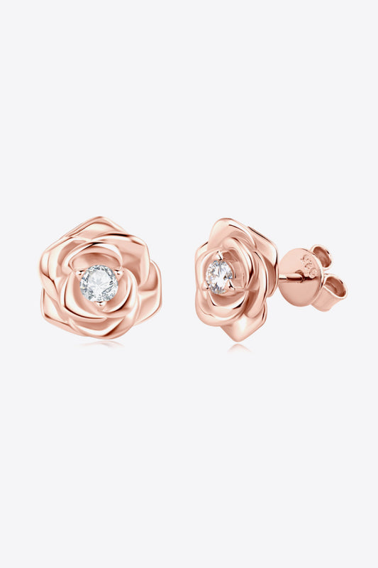 Pendientes de plata de ley 925 con flor de moissanita