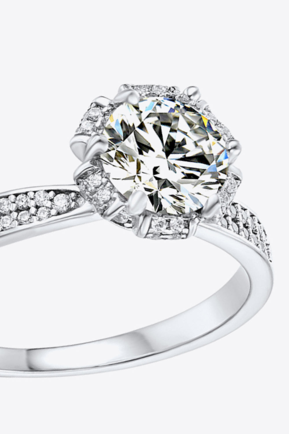 Anillo de moissanita de plata de ley 925 de 1 quilate