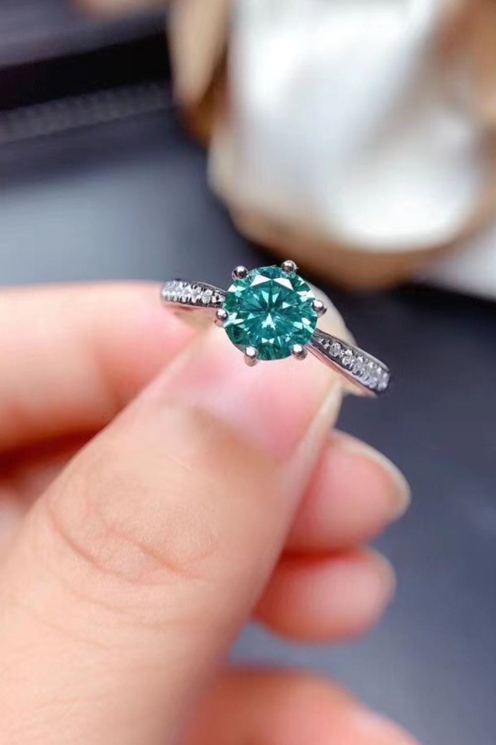 Todo para ti Anillo de plata esterlina 925 con moissanita de 2 quilates