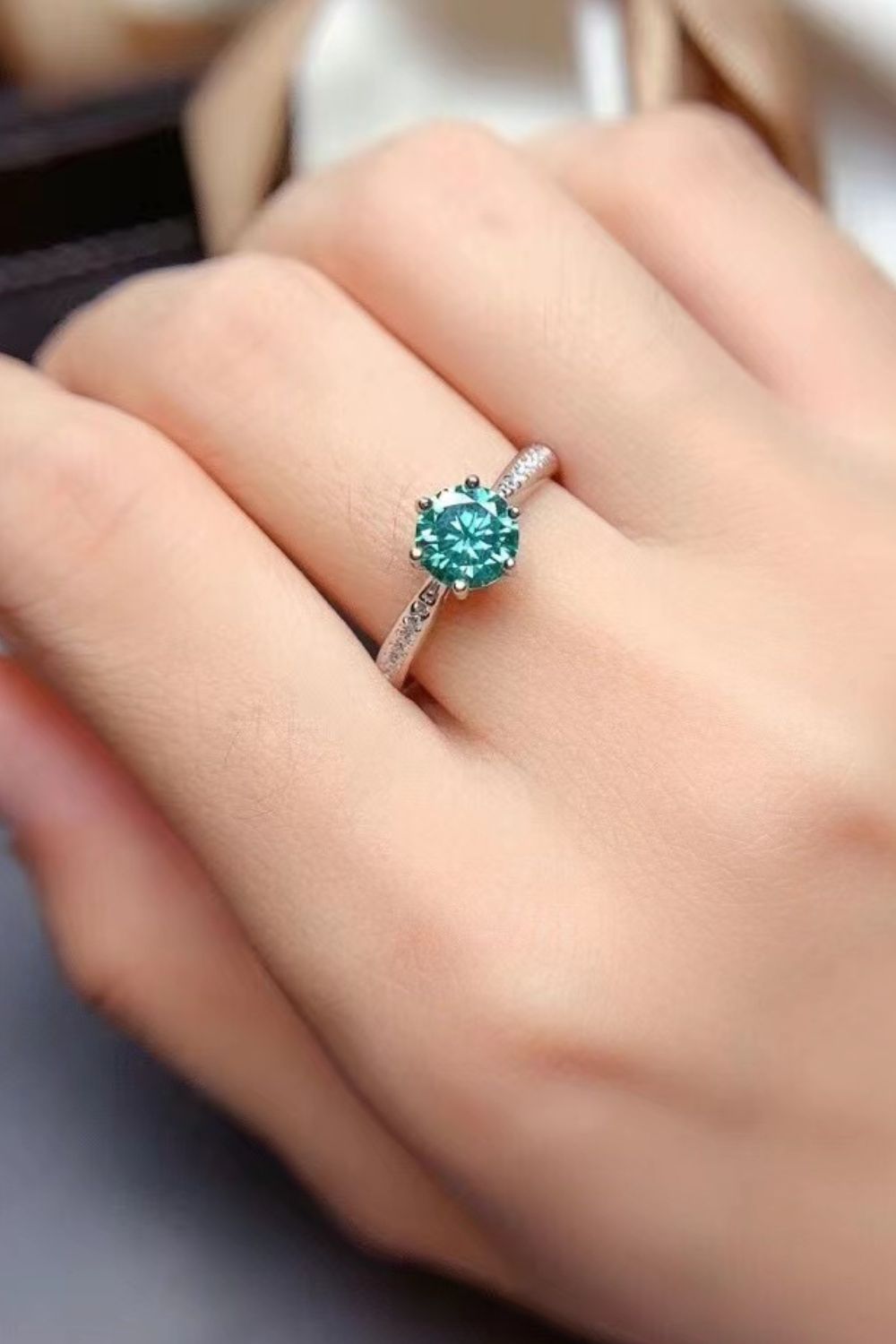 Todo para ti Anillo de plata esterlina 925 con moissanita de 2 quilates