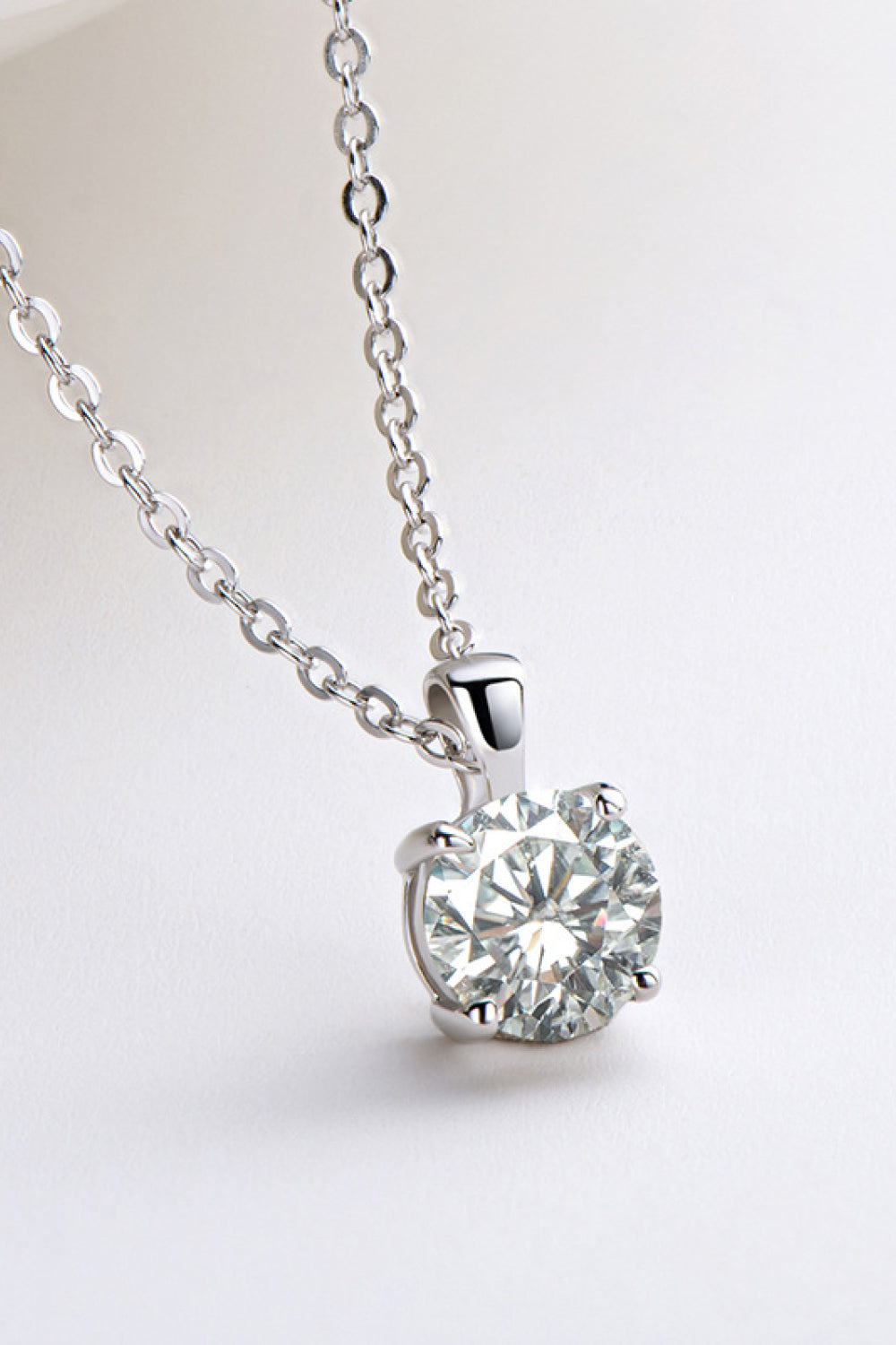 Collar de eslabones de cadena de moissanita de plata de ley 925 de 1 quilate