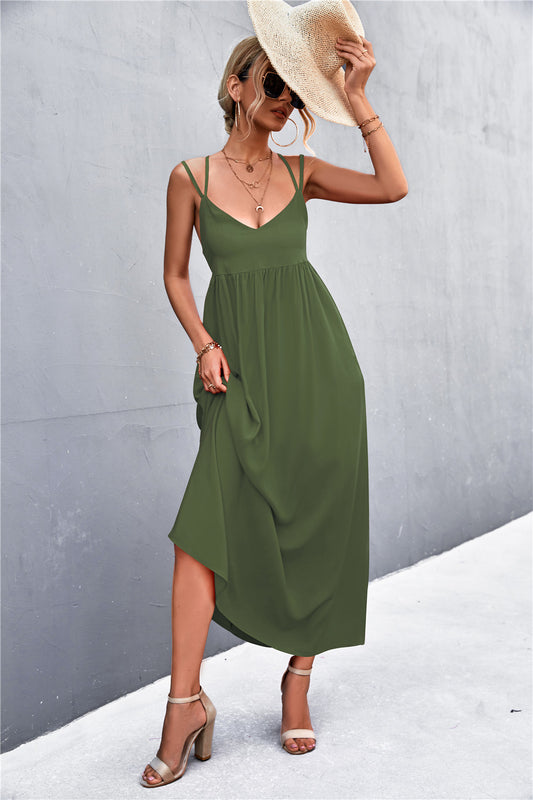 Vestido de doble tira con lazo en la espalda
