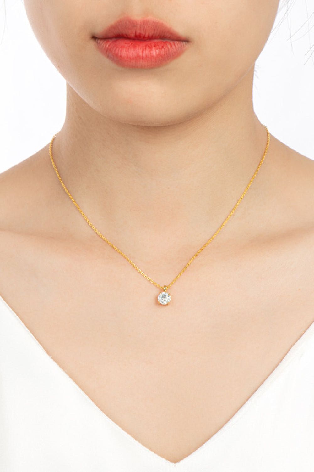 Collar de eslabones de cadena de moissanita de plata de ley 925 de 1 quilate