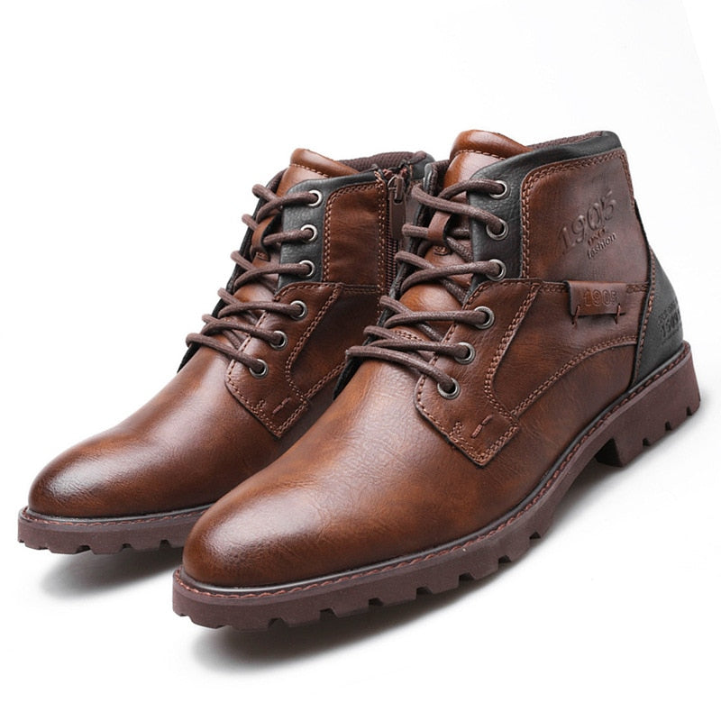 Zapatos de hombre, botas de Otoño Invierno, botines de estilo Retro, botas informales con cordones, Zapatos altos para hombres, botas resistentes al desgaste