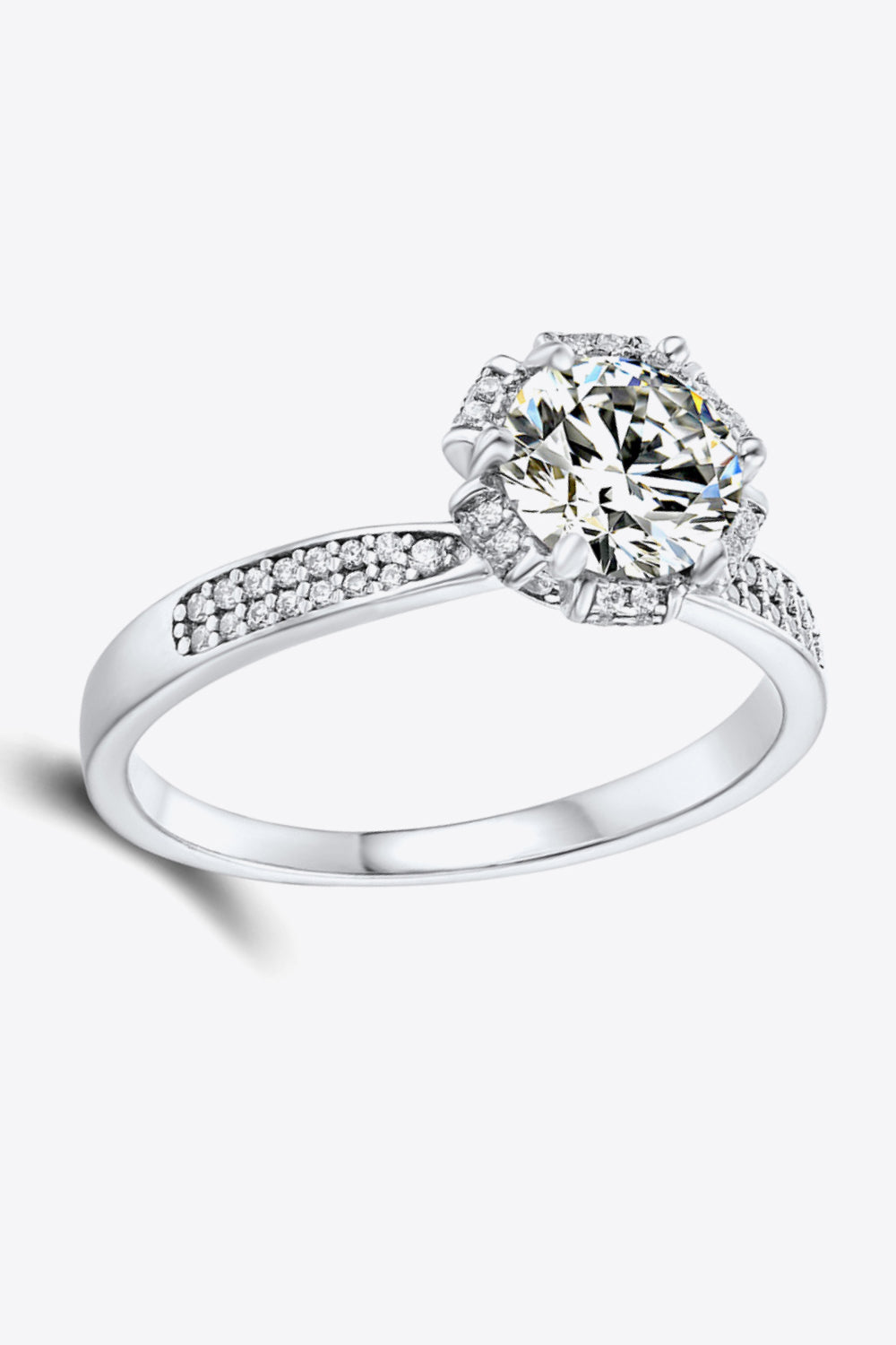Anillo de moissanita de plata de ley 925 de 1 quilate