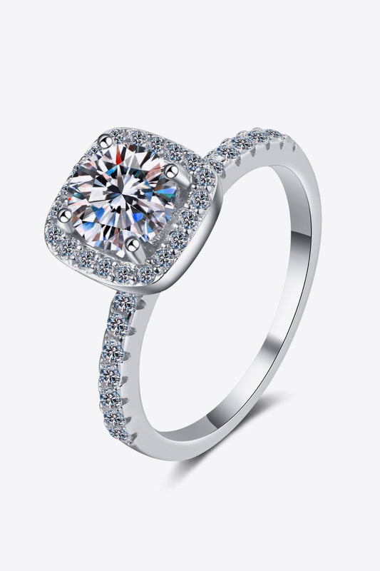 Anillo de halo cuadrado de moissanita de 2 quilates