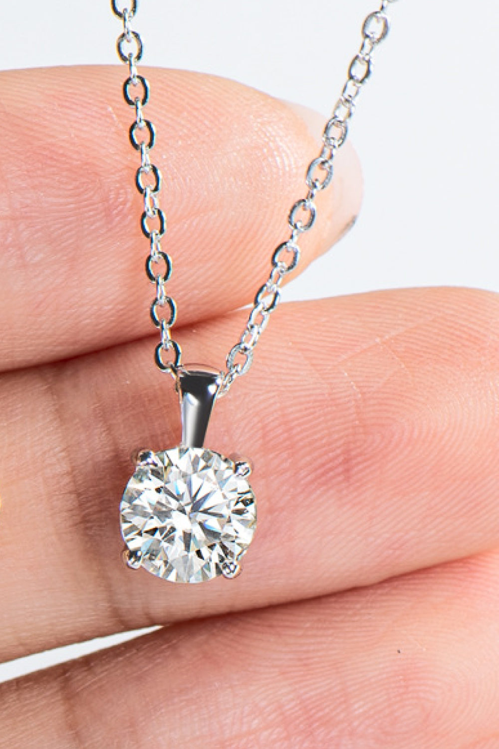 Collar de eslabones de cadena de moissanita de plata de ley 925 de 1 quilate