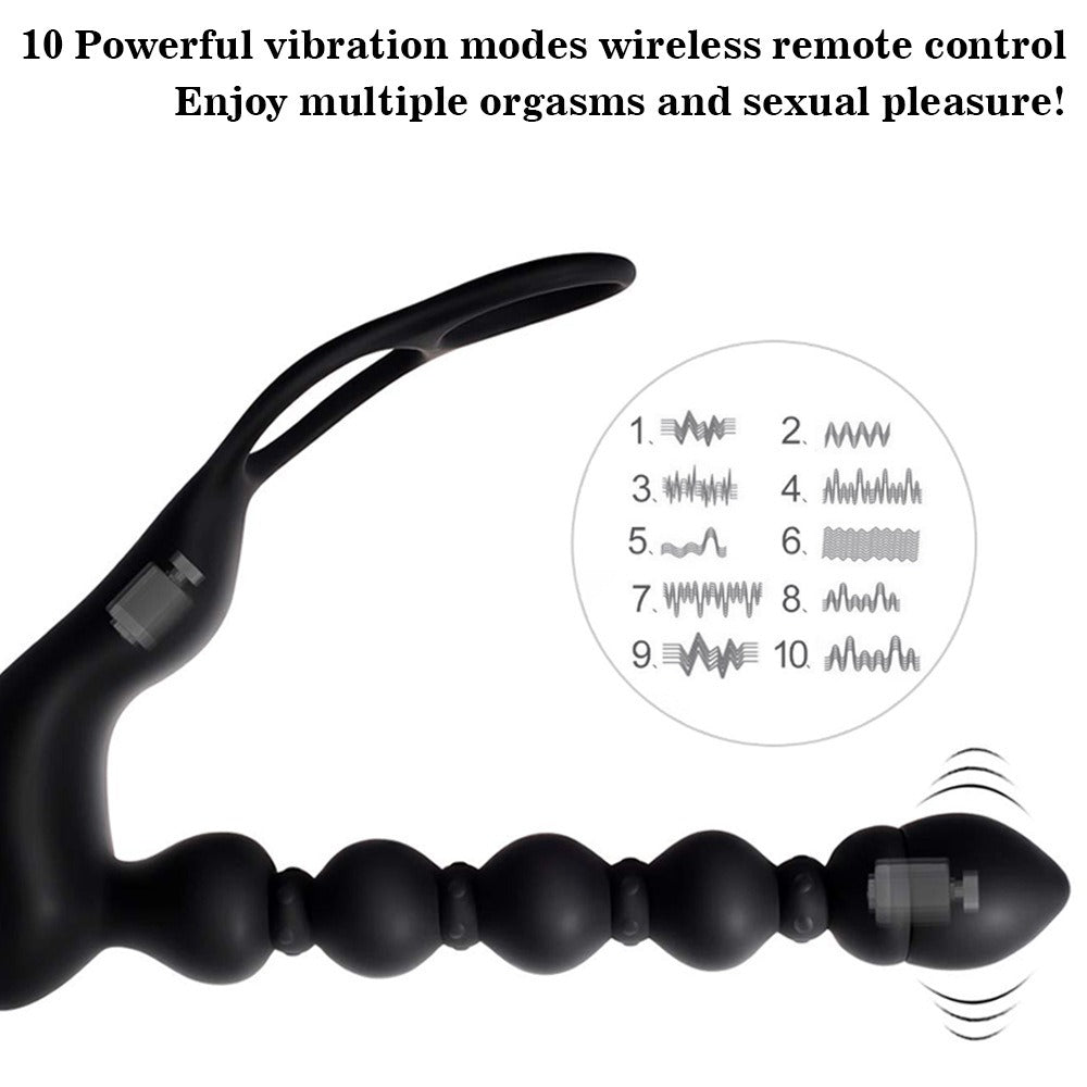 Vibrador de cuentas de extracción de enchufe anal posterior masculino