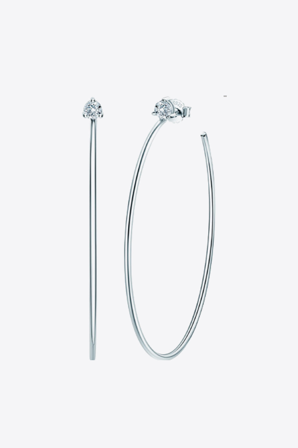 Pendientes de aro de moissanita de plata de ley 925