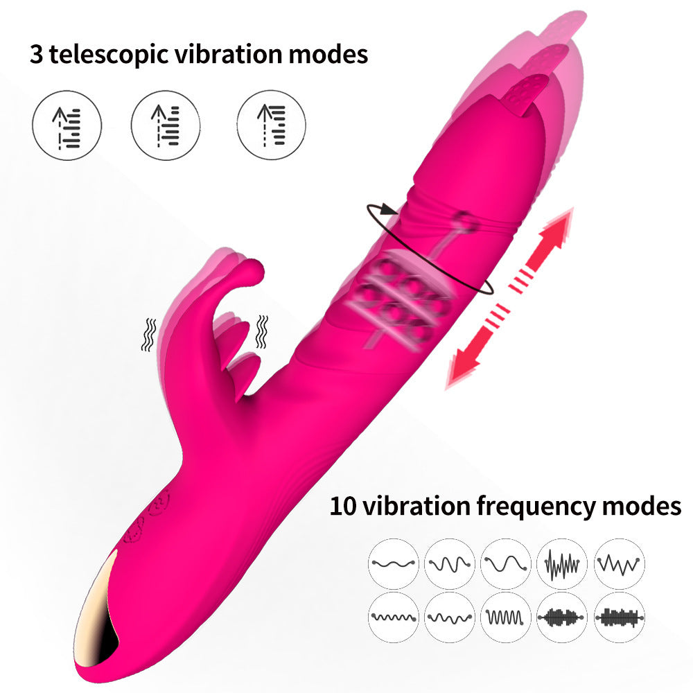 Tongue Licking G-Spot Vibration Telescopic Massage AV Vibrator