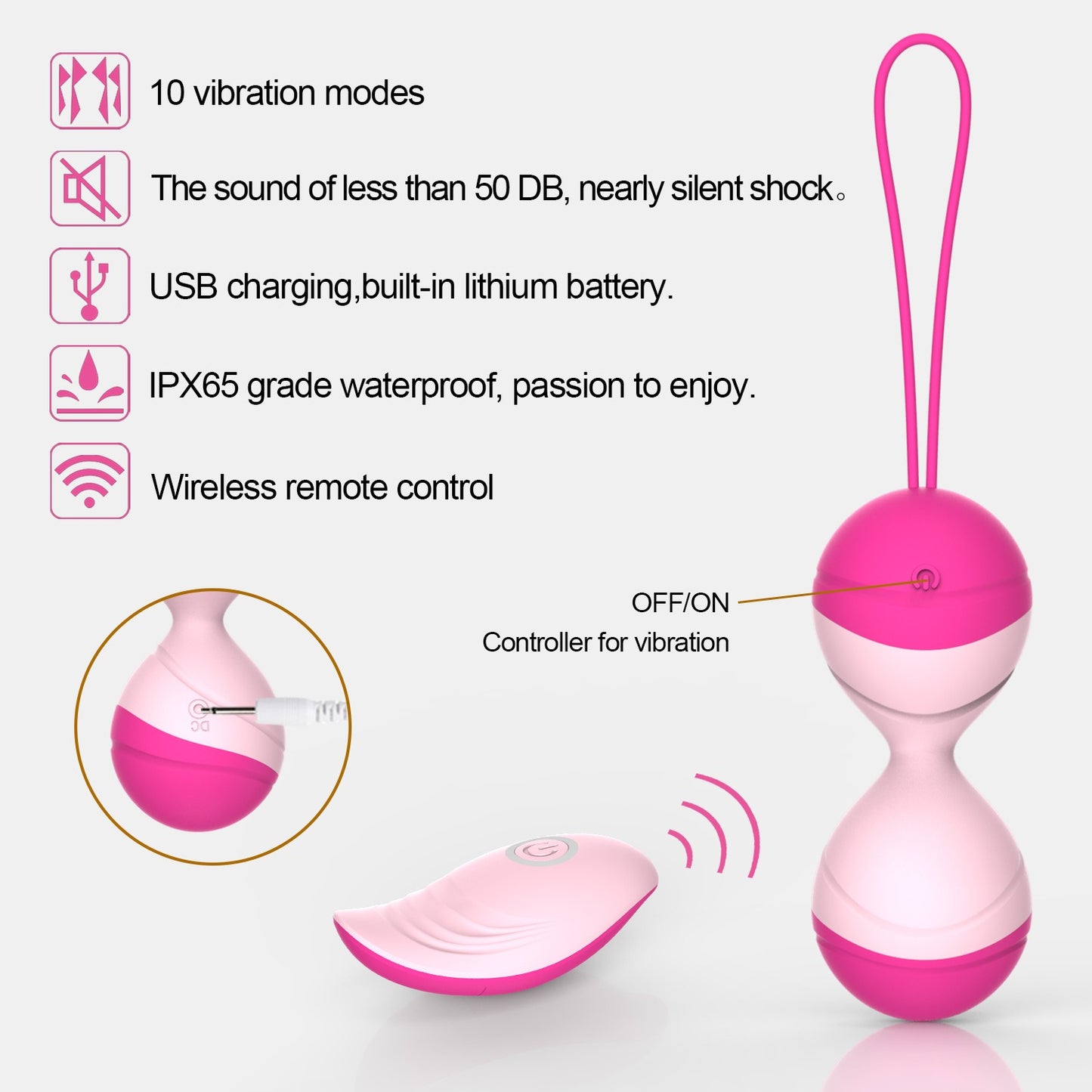 Y.LOVE Kegel Ball Función de ejercicio y masaje 2 en 1