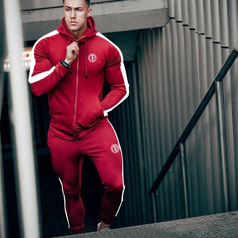 Chándal deportivo para hombre, conjunto de ropa deportiva para correr, gimnasio, para correr, culturismo, trajes deportivos para hombre, Sudadera con capucha y pantalones, traje para hombre 