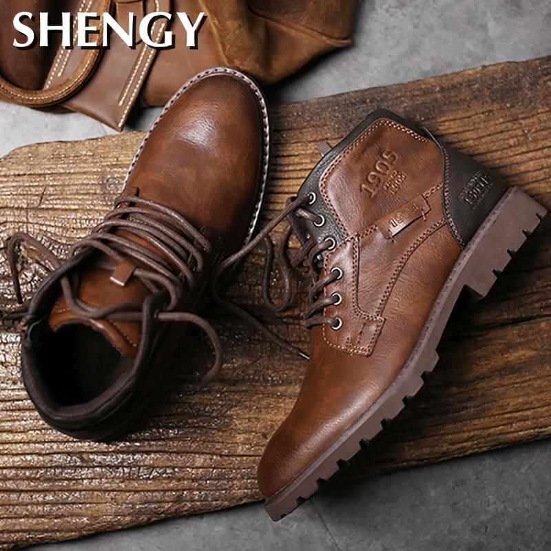 Zapatos de hombre, botas de Otoño Invierno, botines de estilo Retro, botas informales con cordones, Zapatos altos para hombres, botas resistentes al desgaste