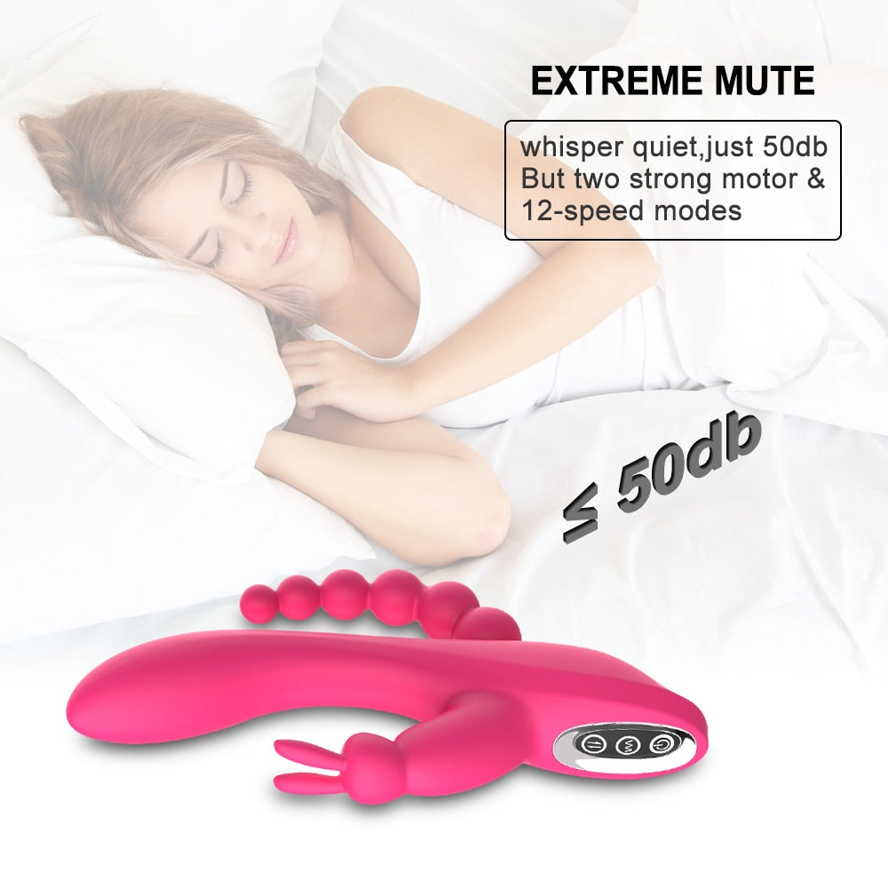 Vibrador de conejo recargable impermeable de 12 velocidades