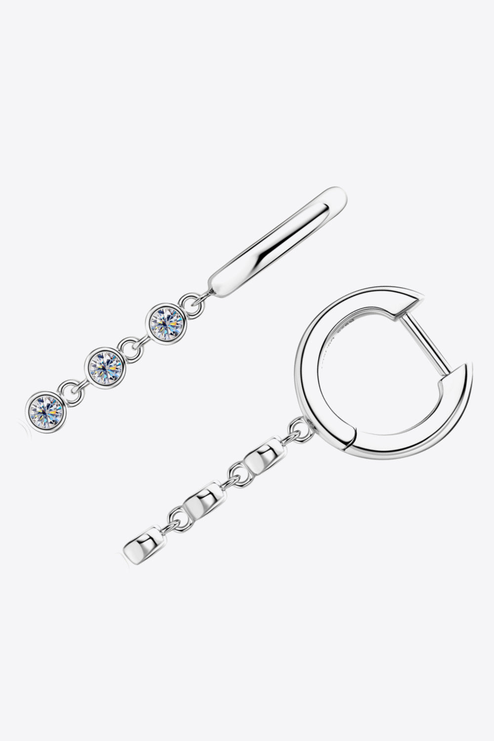 Moissanite Decor Pendientes de plata de ley 925
