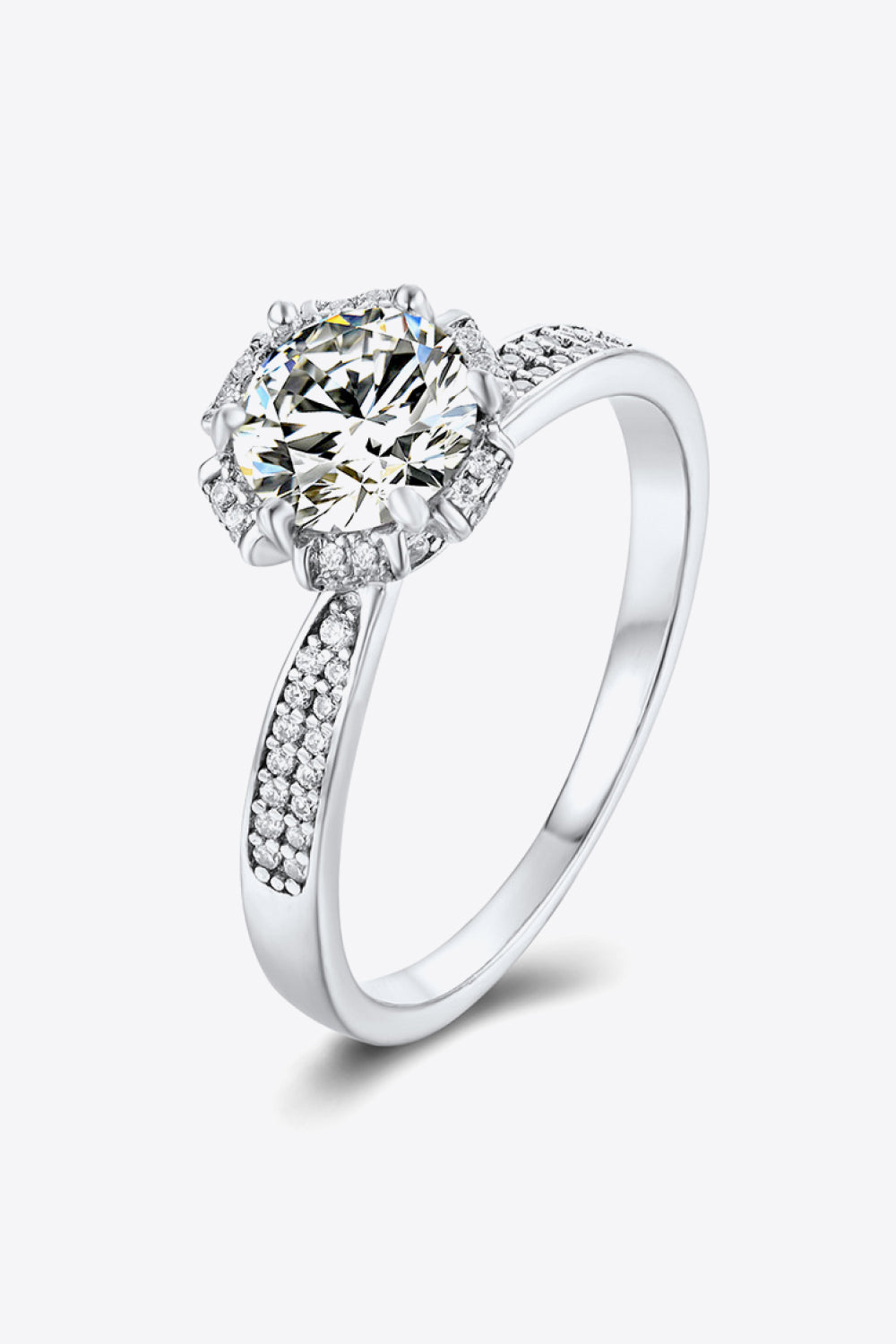 Anillo de moissanita de plata de ley 925 de 1 quilate