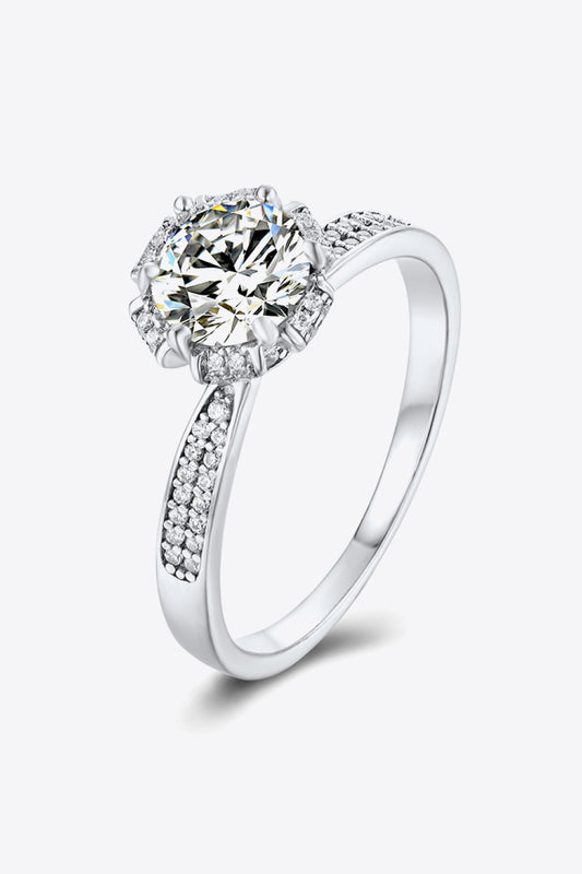 Anillo de moissanita de plata de ley 925 de 1 quilate