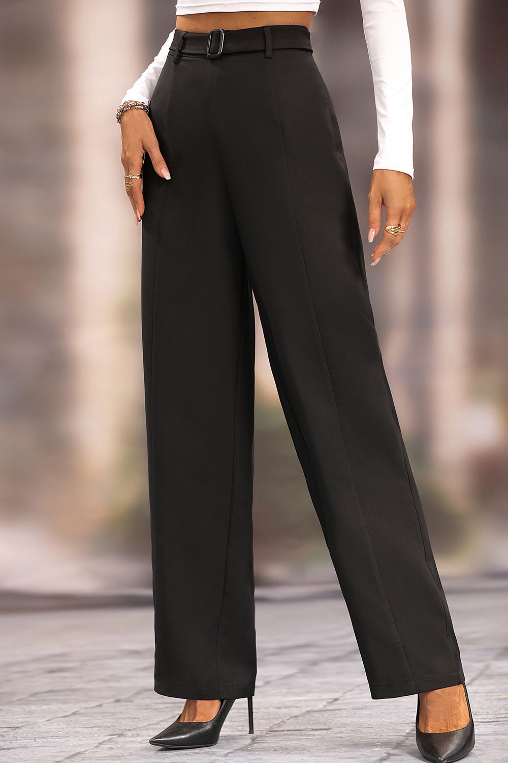 Pantalones rectos largos y holgados