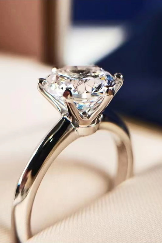 Anillo de 6 puntas de moissanita de 3 quilates de plata de ley 925