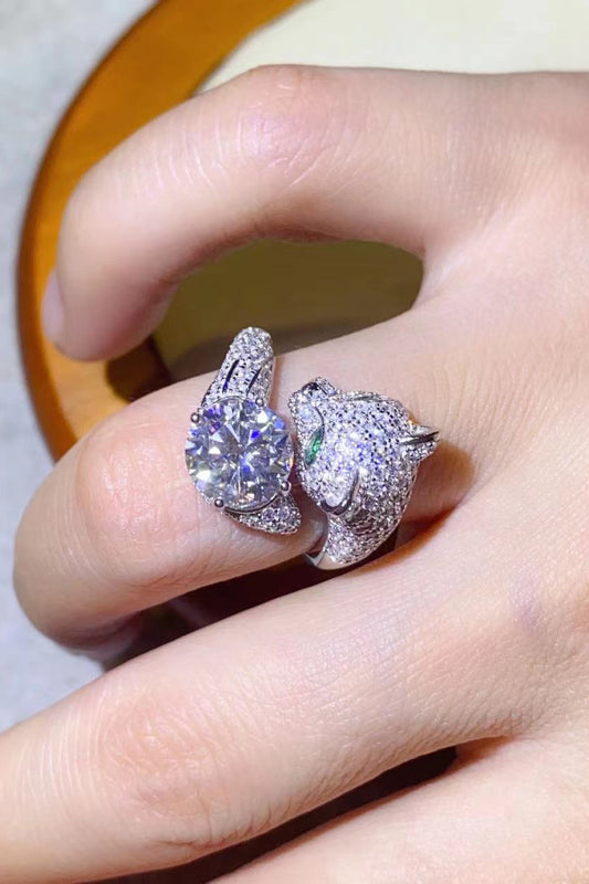Anillo de animal ajustable de moissanita de 2 quilates