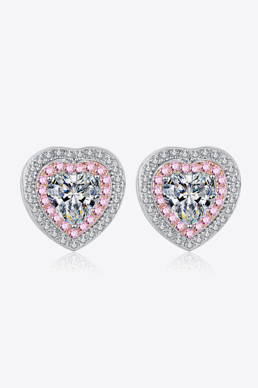 Aretes de moissanita en forma de corazón