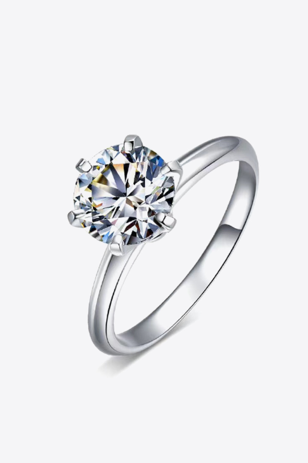 Anillo de 6 puntas de moissanita de 3 quilates de plata de ley 925