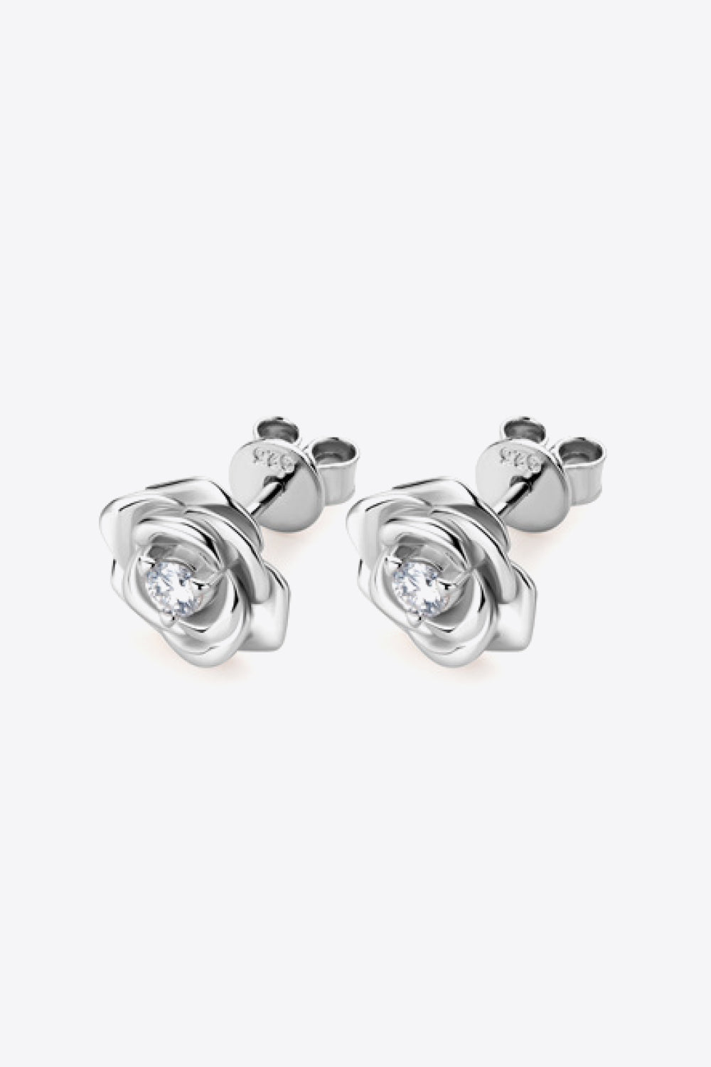 Pendientes de plata de ley 925 con flor de moissanita