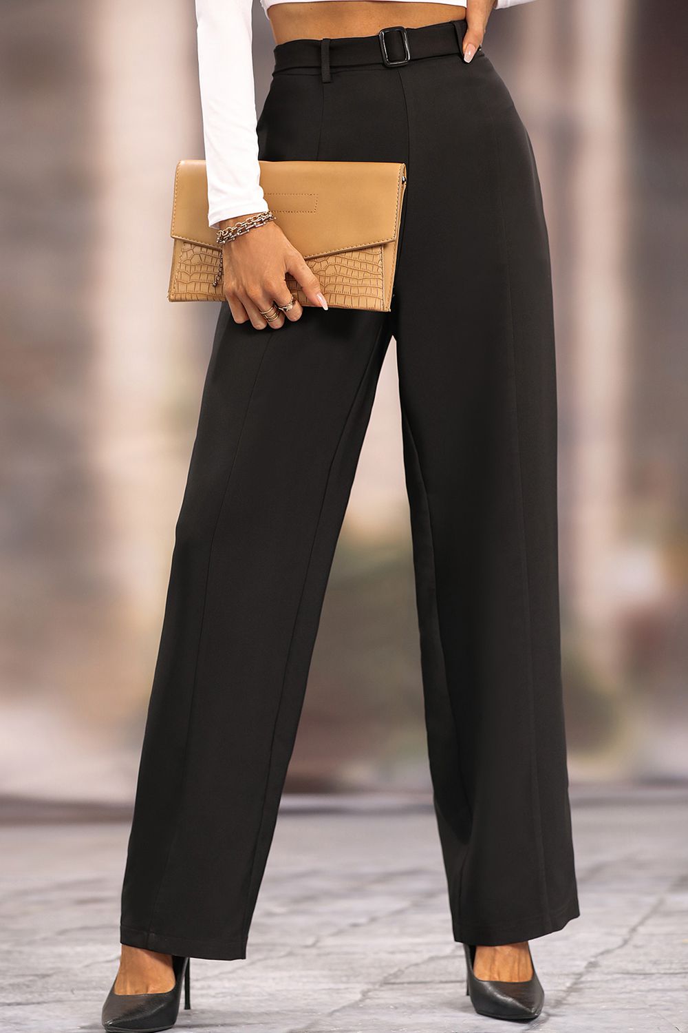 Pantalones rectos largos y holgados