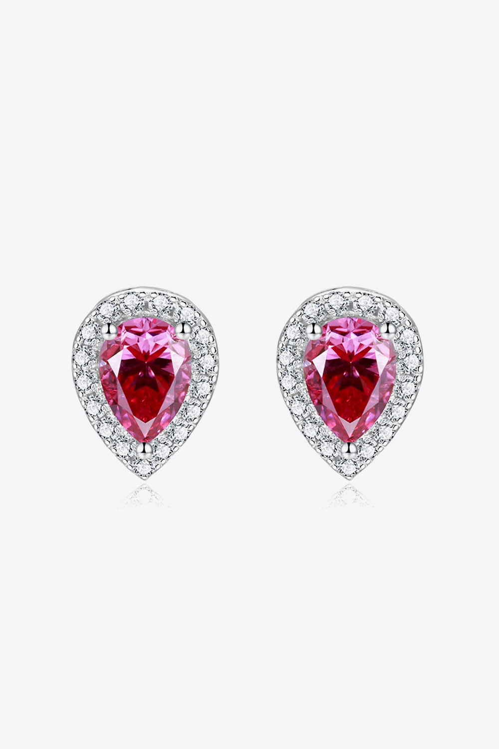 Aretes en forma de lágrima de moissanita de 2 quilates en rosa