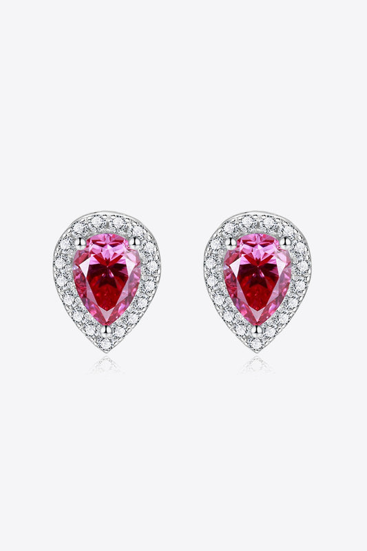 Aretes en forma de lágrima de moissanita de 2 quilates en rosa